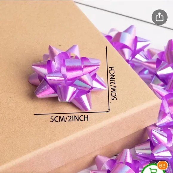 5/$10 | Temu | Mini Iridescent Blue Gift Bows | 25 PCs. - Picture 2 of 3